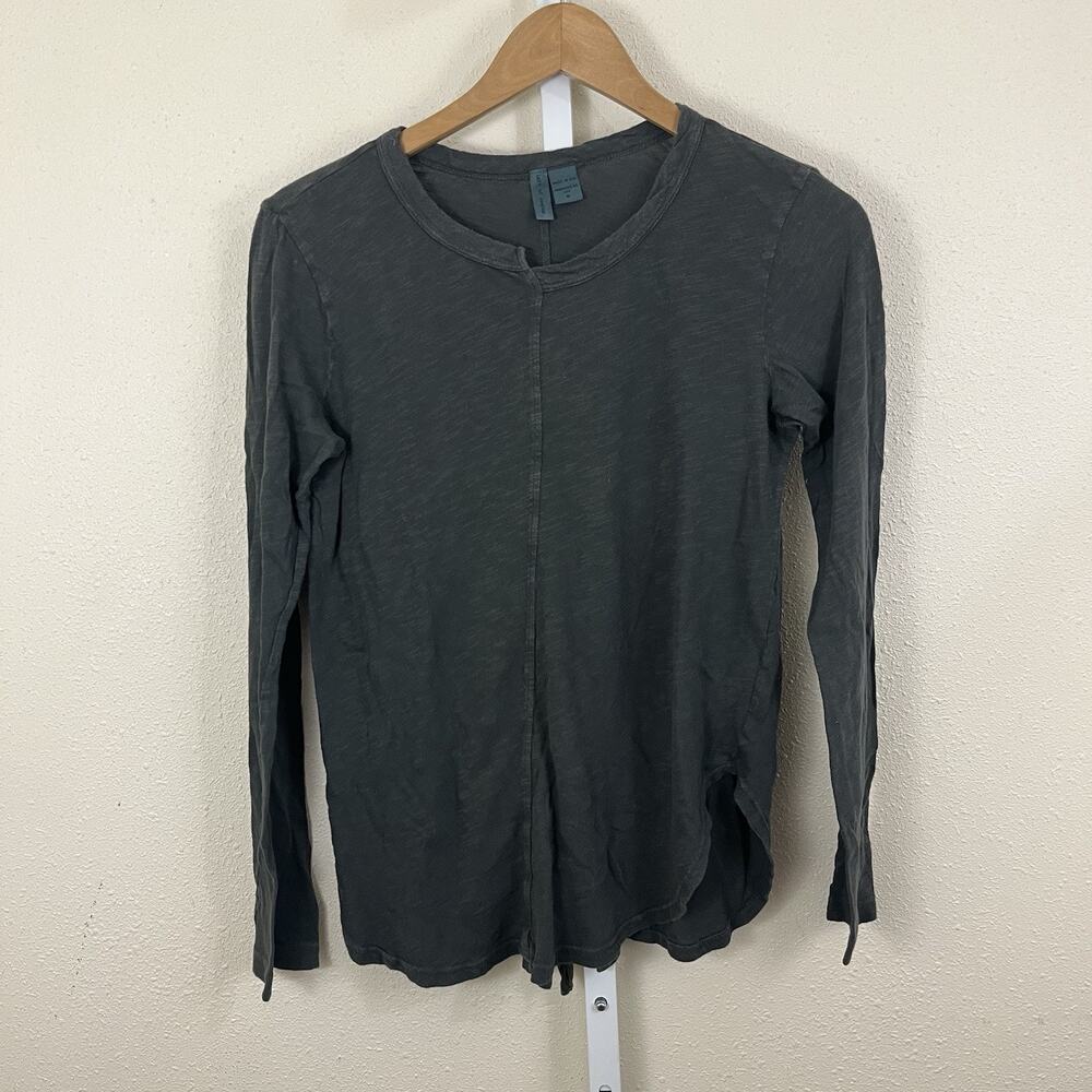Left of Center Asymmetrical Slub Tee Women’s Small Raw Hem Made USA